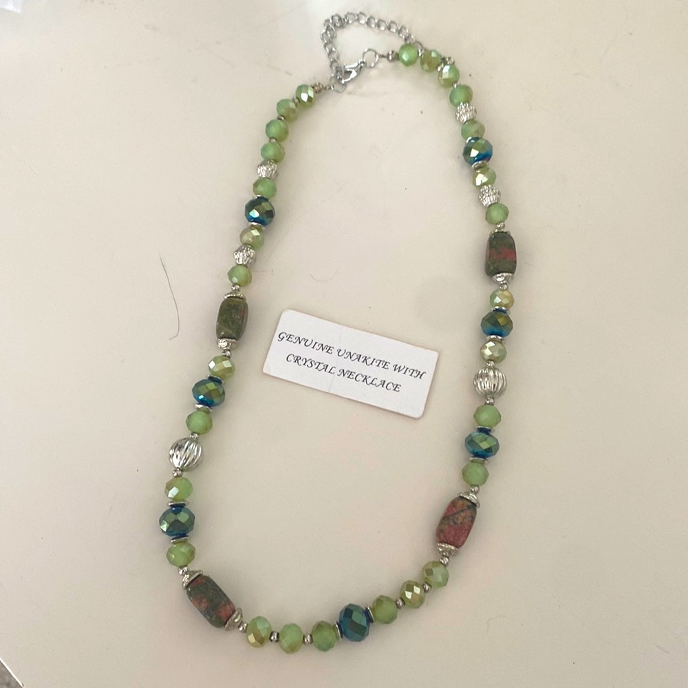 Genuine Unikite with crystals necklace